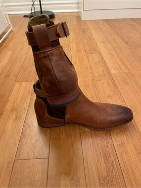 ASOS Men's Brown Leather Chelsea Boots with Ankle Straps